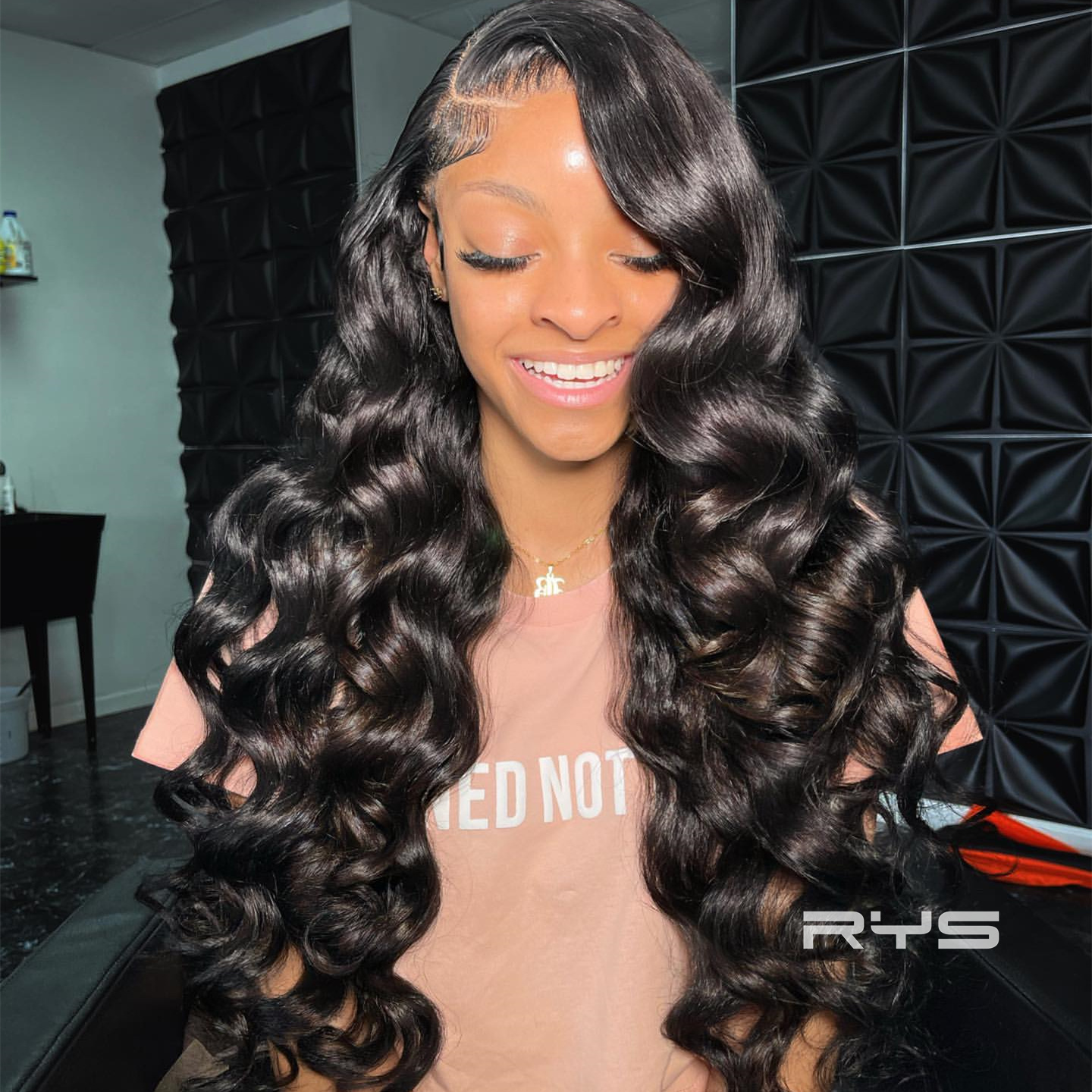 10″ – 40″ Natural Black Color Loose Deep Wave Human Hair Lace Front Wig