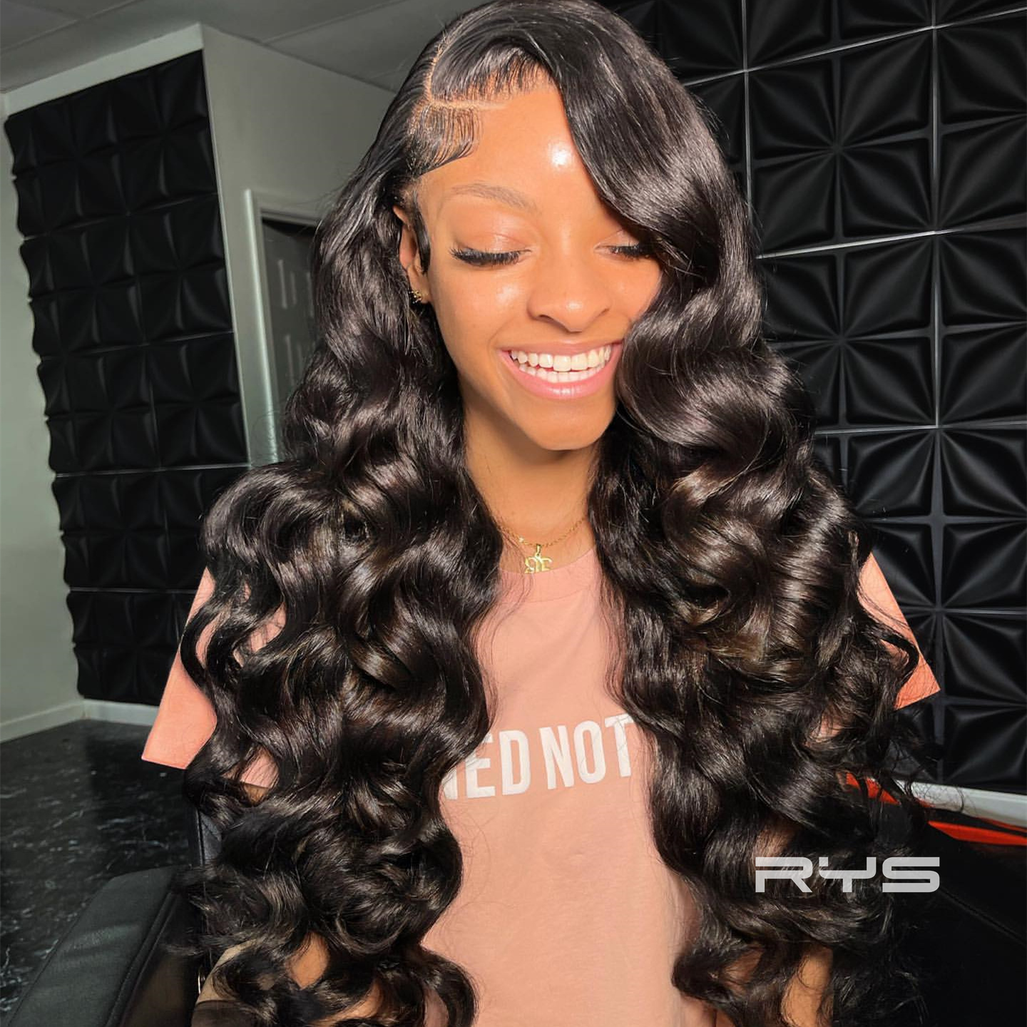10″ – 40″ Natural Black Color Loose Deep Wave Human Hair Lace Front Wig
