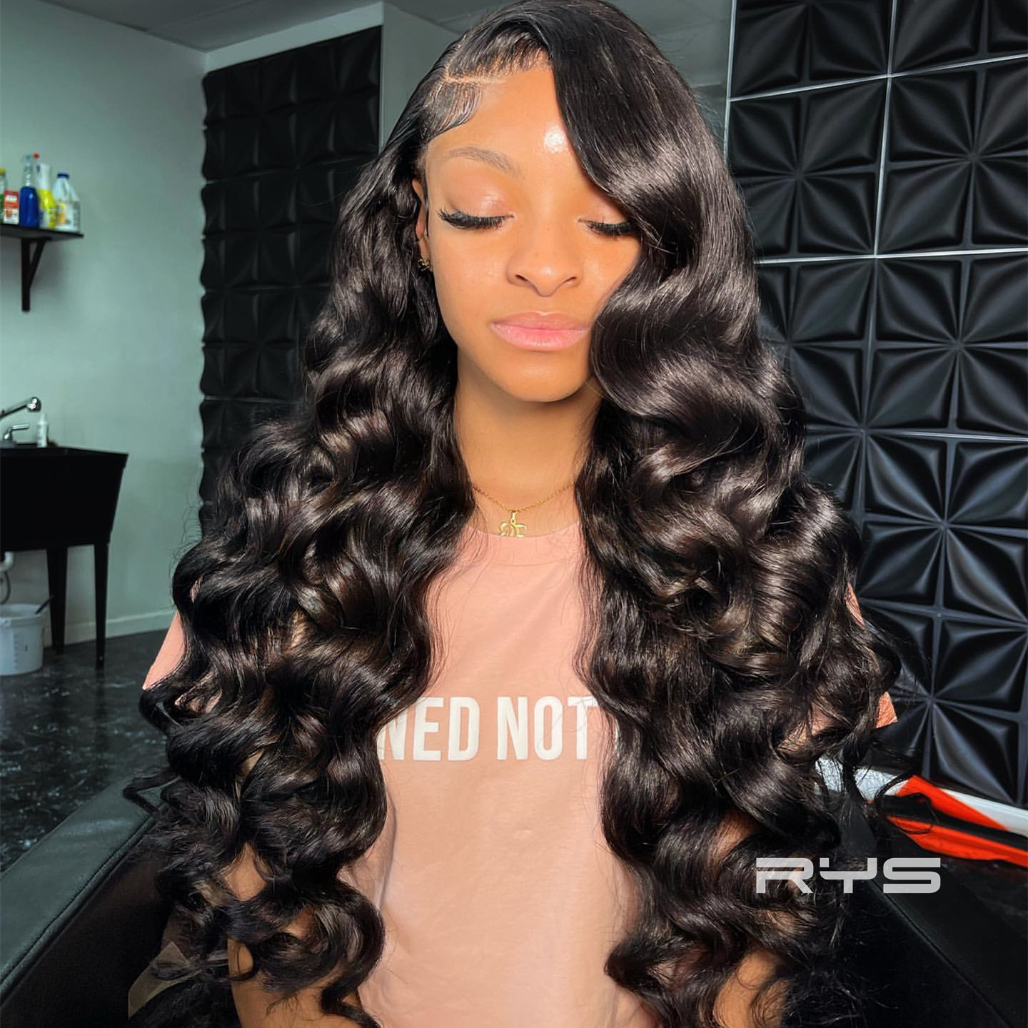 10″ – 40″ Natural Black Color Loose Deep Wave Human Hair Lace Front Wig
