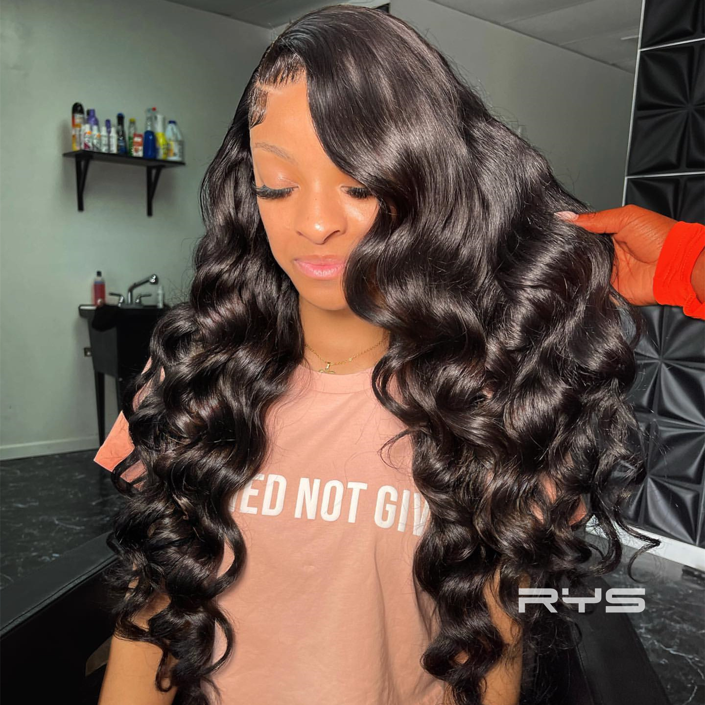 10″ – 40″ Natural Black Color Loose Deep Wave Human Hair Lace Front Wig