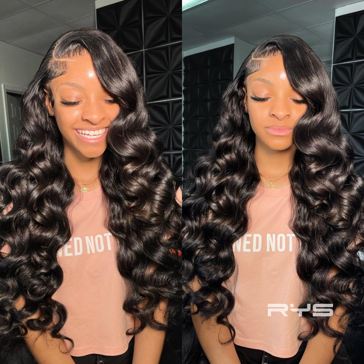 10″ – 40″ Natural Black Color Loose Deep Wave Human Hair Lace Front Wig