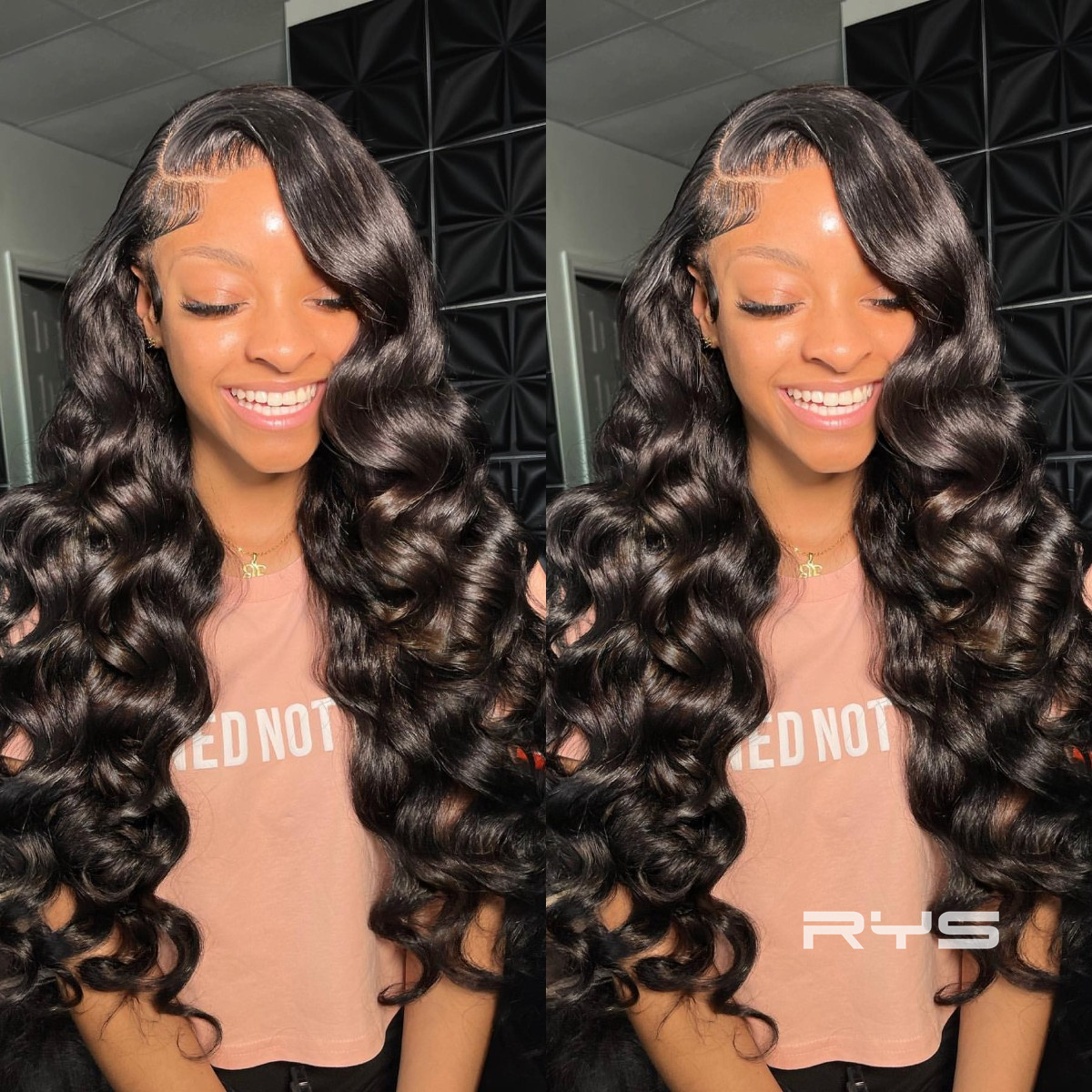 10″ – 40″ Natural Black Color Loose Deep Wave Human Hair Lace Front Wig