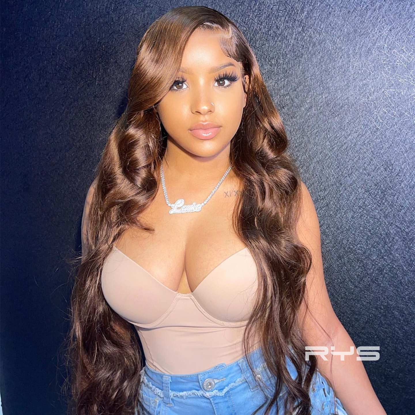 10″ – 40″ Chocolate Brown Body Wave Human Hair Lace Front Wig