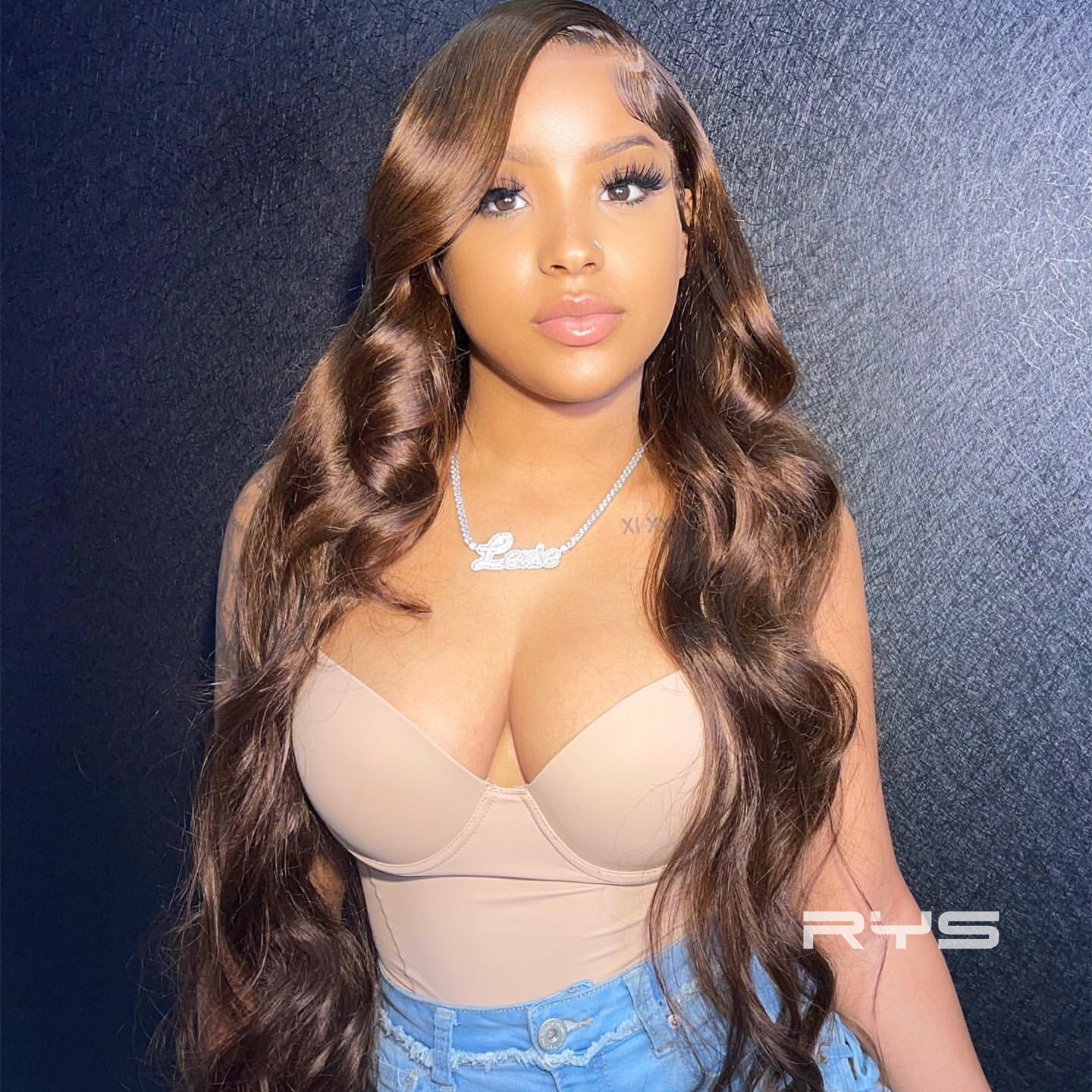 10″ – 40″ Chocolate Brown Body Wave Human Hair Lace Front Wig