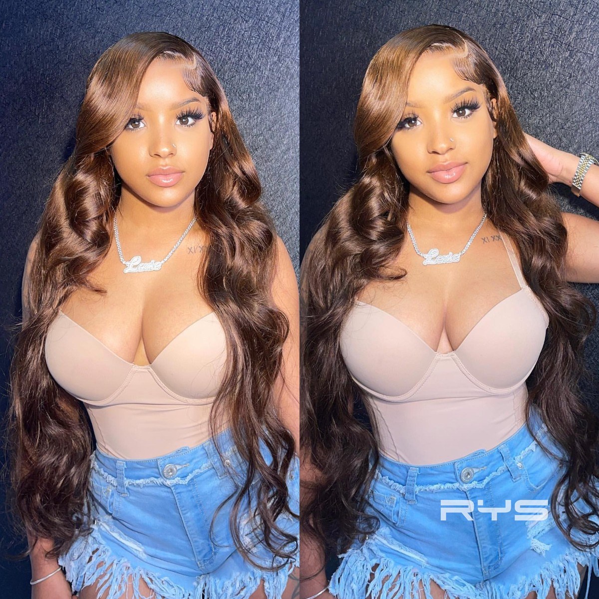 10″ – 40″ Chocolate Brown Body Wave Human Hair Lace Front Wig
