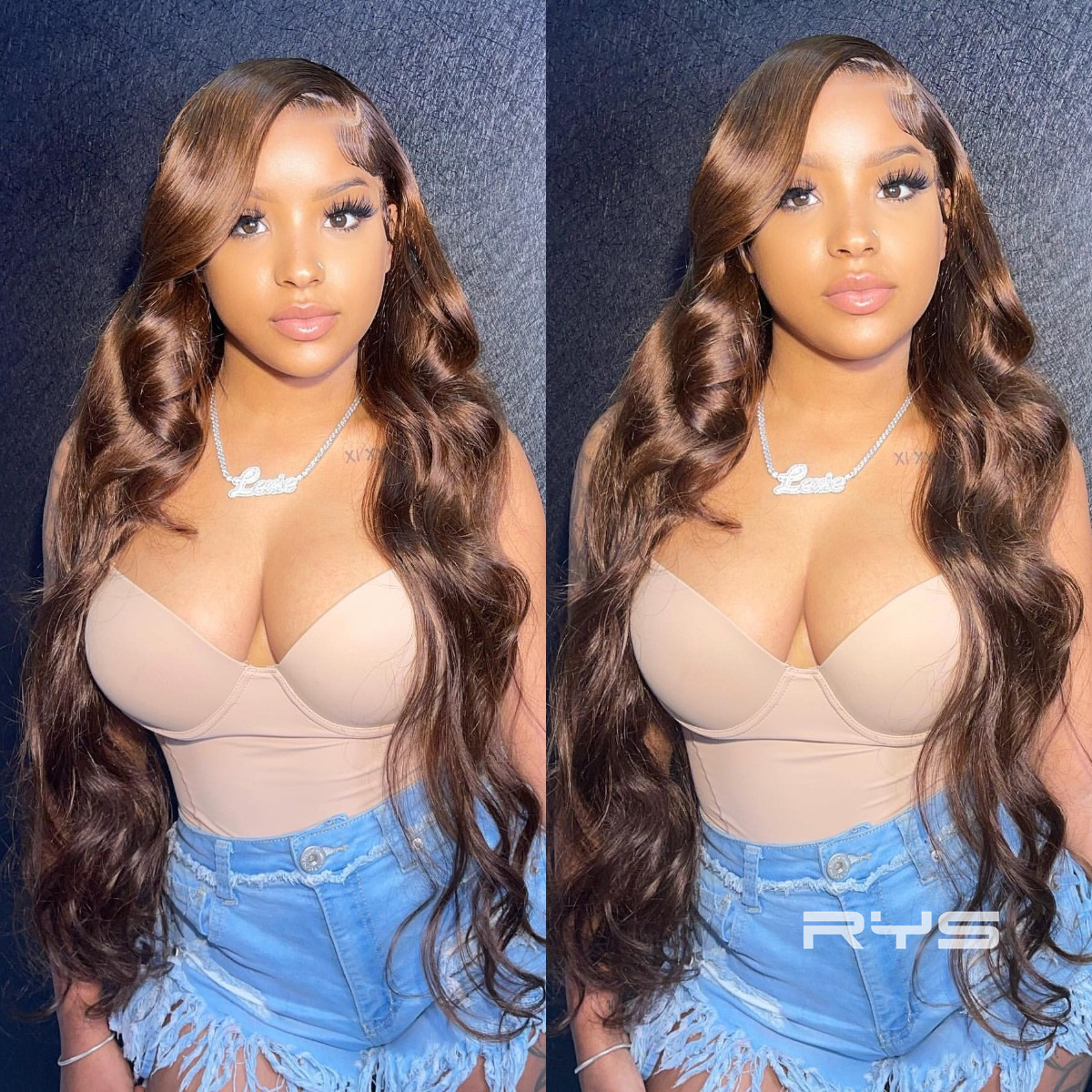 10″ – 40″ Chocolate Brown Body Wave Human Hair Lace Front Wig