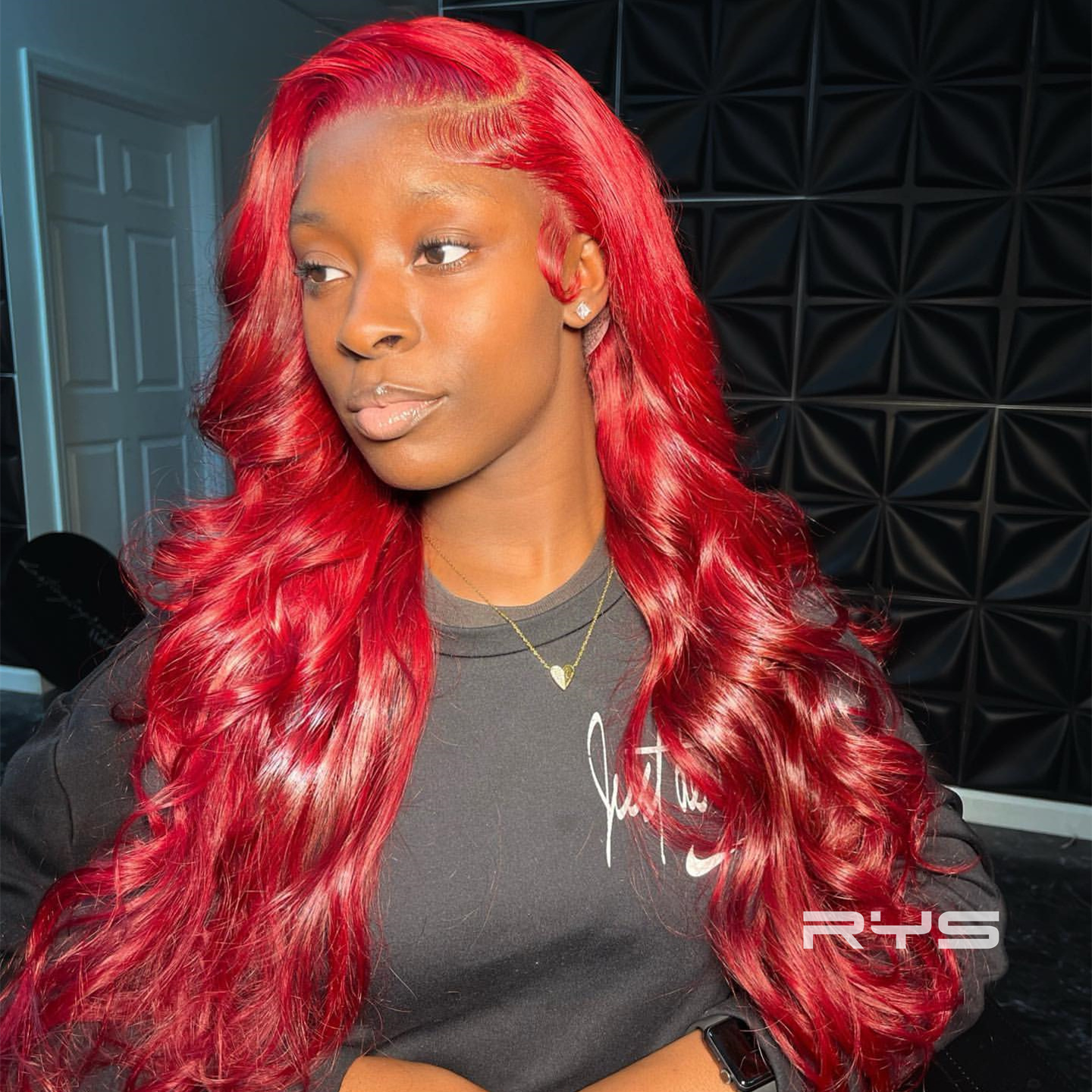10″ – 40″ Bright Red Color Body Wave Human Hair Lace Front Wig