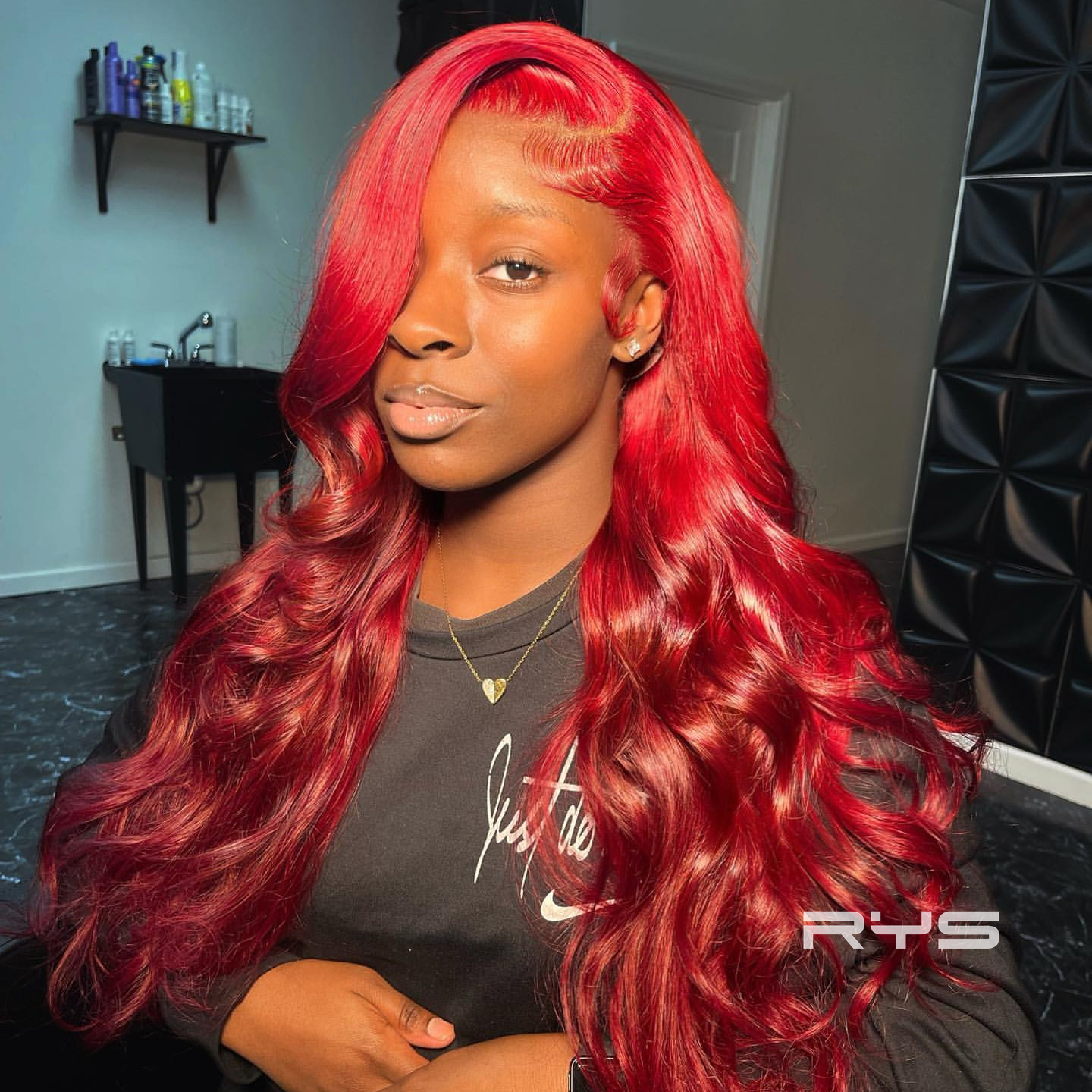 10″ – 40″ Bright Red Color Body Wave Human Hair Lace Front Wig