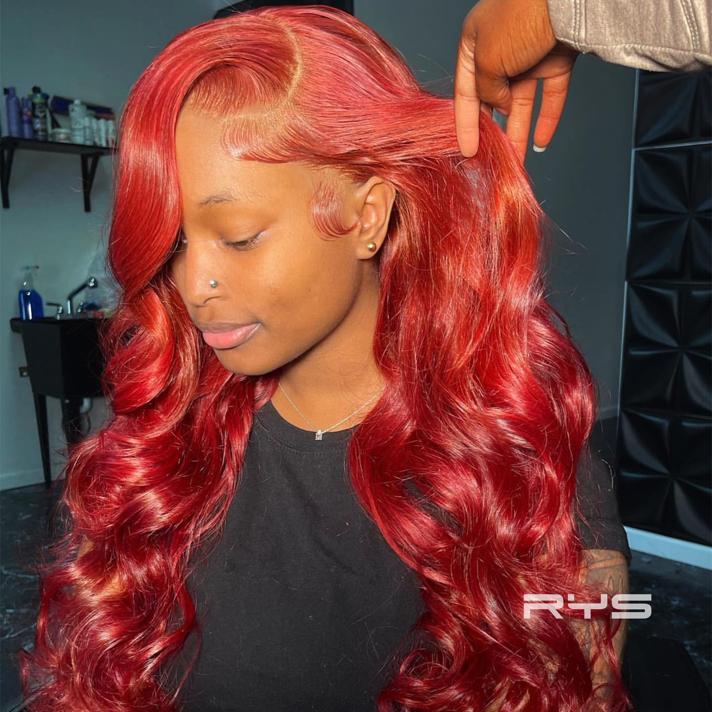 10″ – 40″ Bright Red Color Body Wave Human Hair Lace Front Wig
