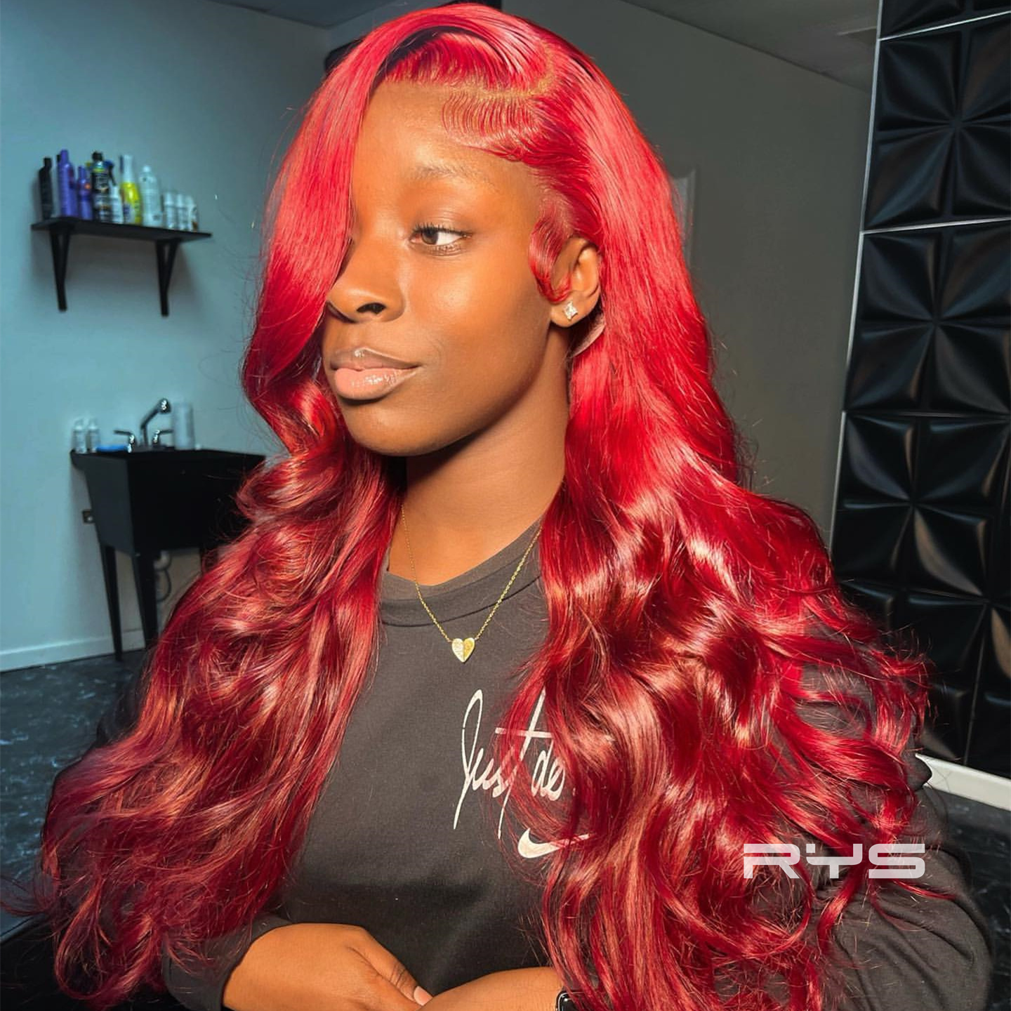 10″ – 40″ Bright Red Color Body Wave Human Hair Lace Front Wig
