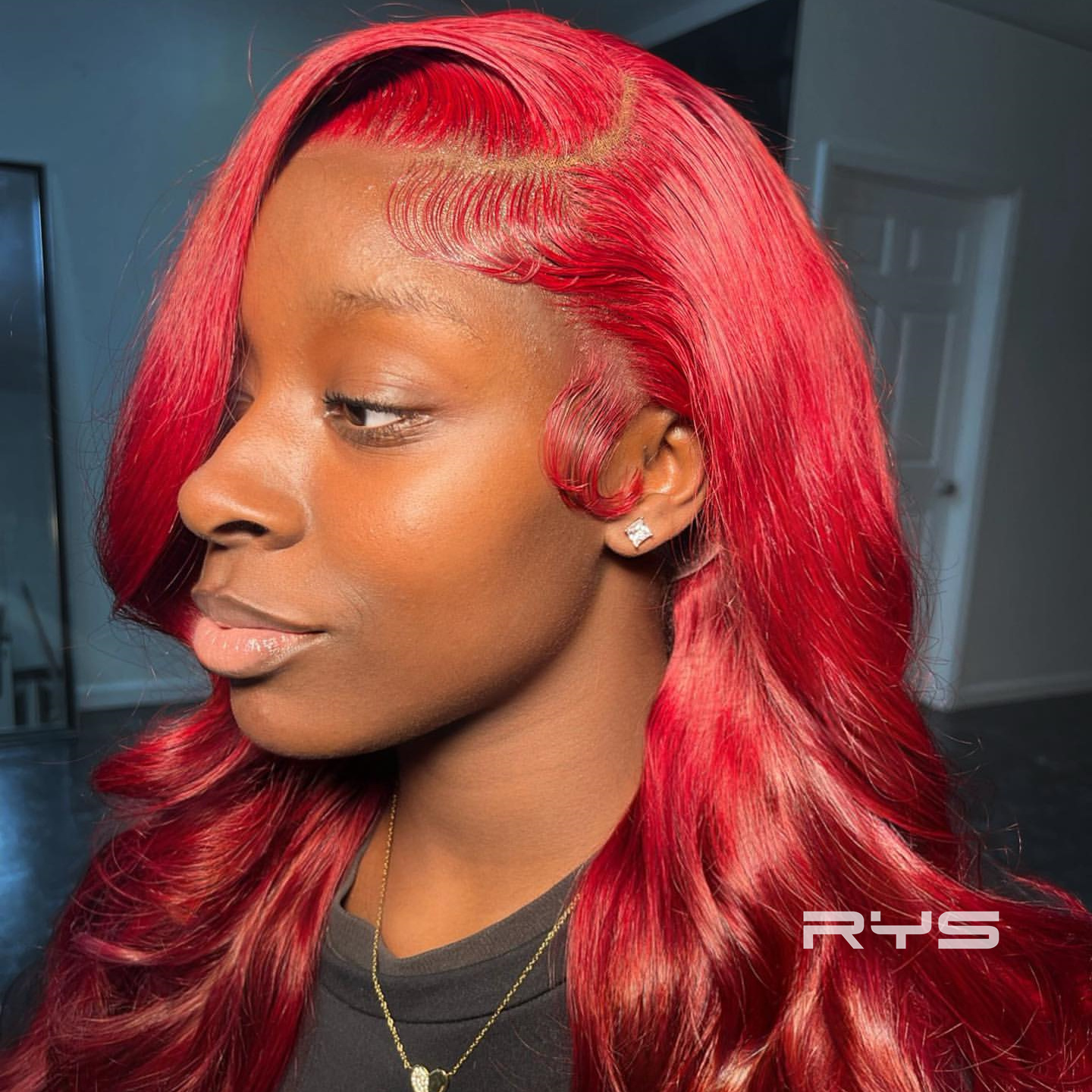 10″ – 40″ Bright Red Color Body Wave Human Hair Lace Front Wig