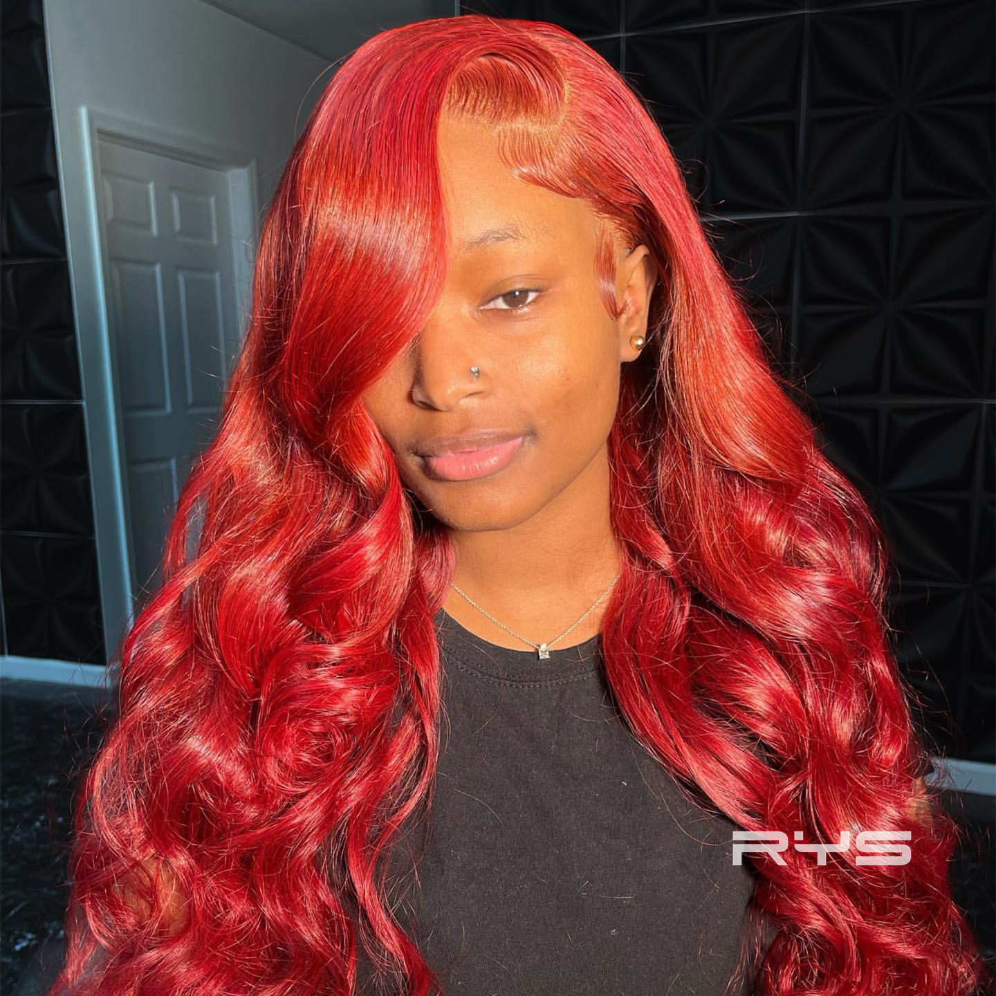 10″ – 40″ Bright Red Color Body Wave Human Hair Lace Front Wig