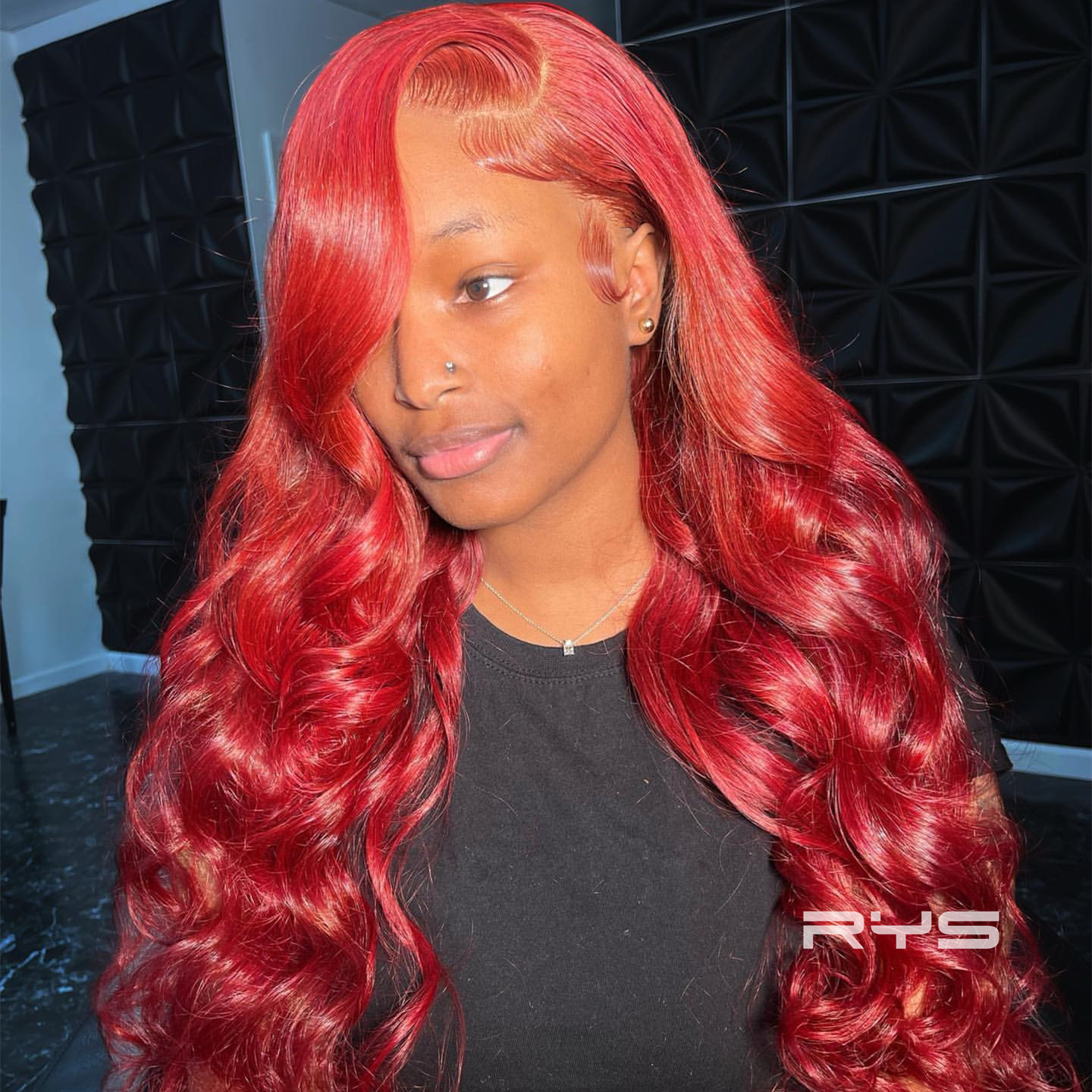 10″ – 40″ Bright Red Color Body Wave Human Hair Lace Front Wig