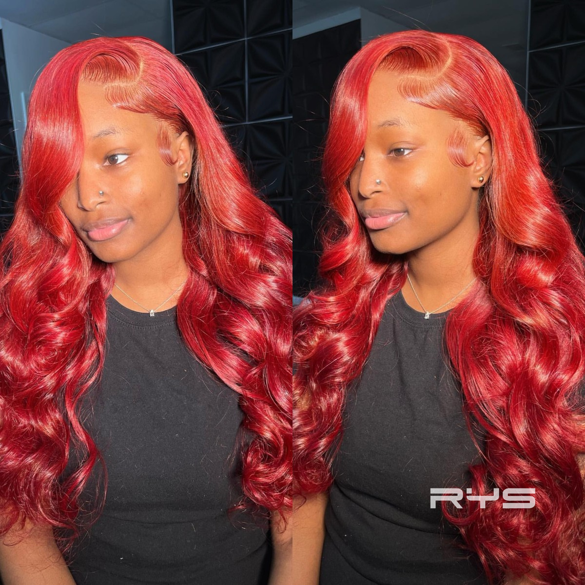 10″ – 40″ Bright Red Color Body Wave Human Hair Lace Front Wig