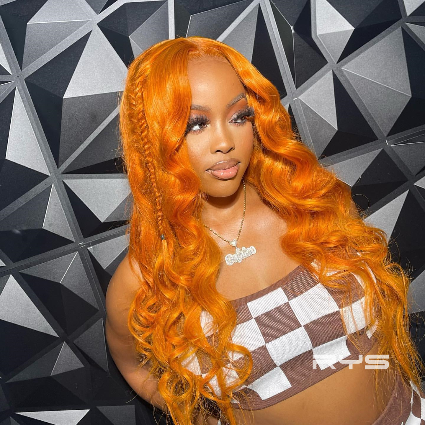 10″ – 40″ Bright Ginger Color Body Wave Human Hair Lace Front Wig