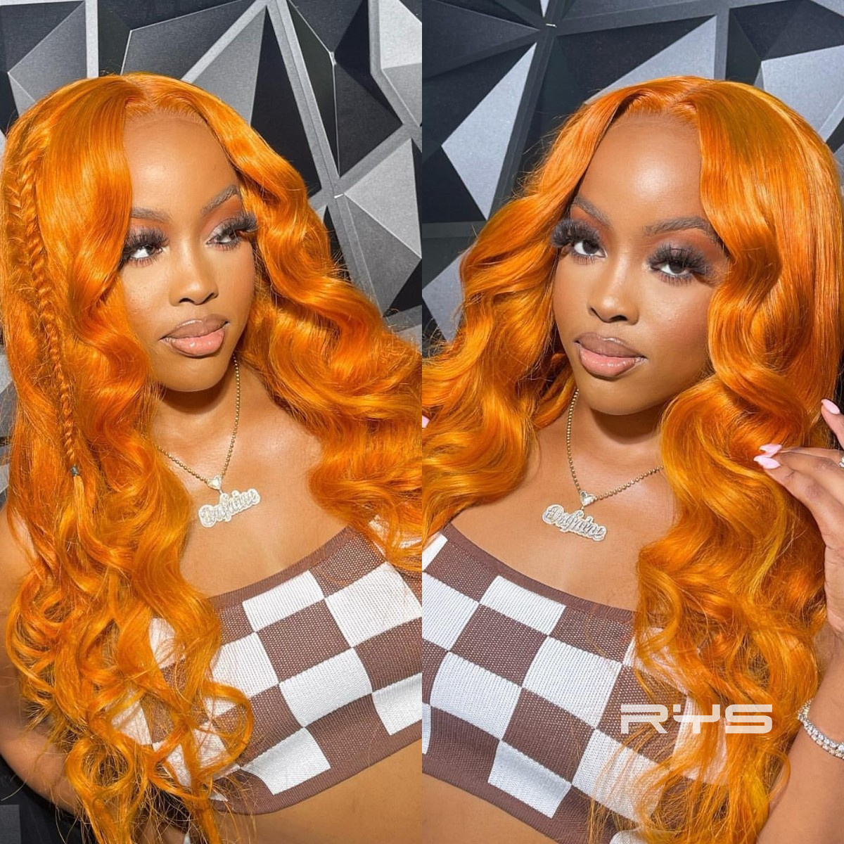 10″ – 40″ Bright Ginger Color Body Wave Human Hair Lace Front Wig