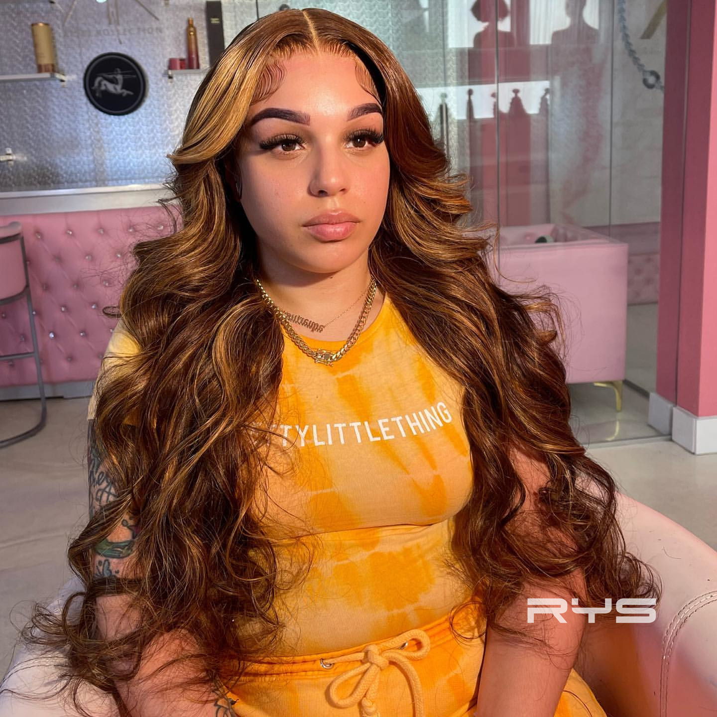 10″ – 40″ Highlight Color Body Wave Human Hair Lace Front Wig