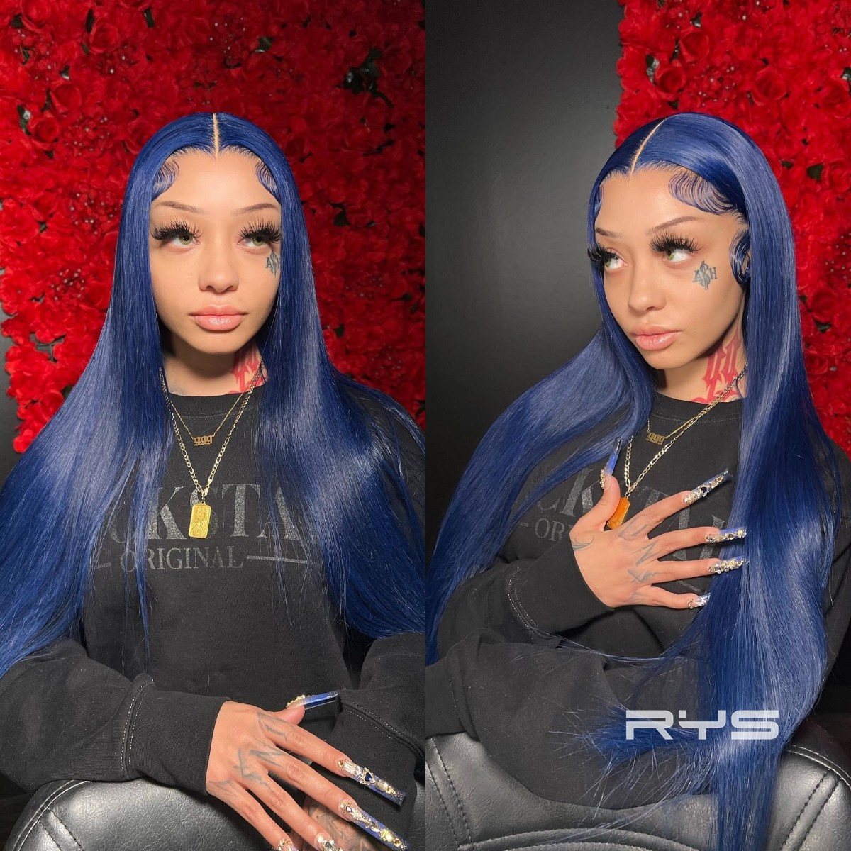 10″ – 40″ Royal Blue Color Body Wave Human Hair Lace Front Wig