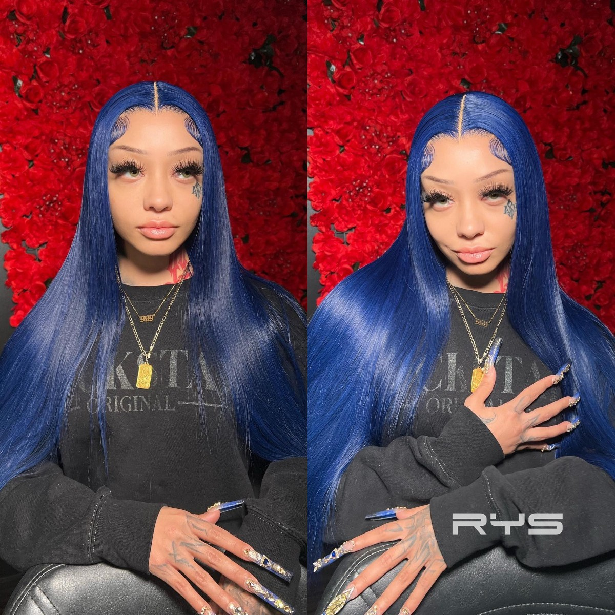 10″ – 40″ Royal Blue Color Body Wave Human Hair Lace Front Wig
