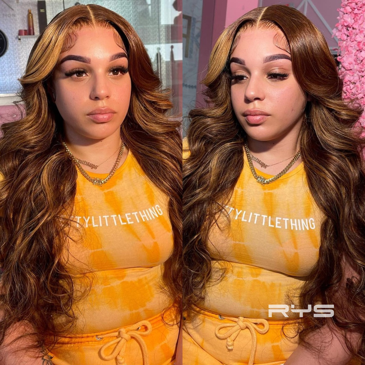 10″ – 40″ Highlight Color Body Wave Human Hair Lace Front Wig
