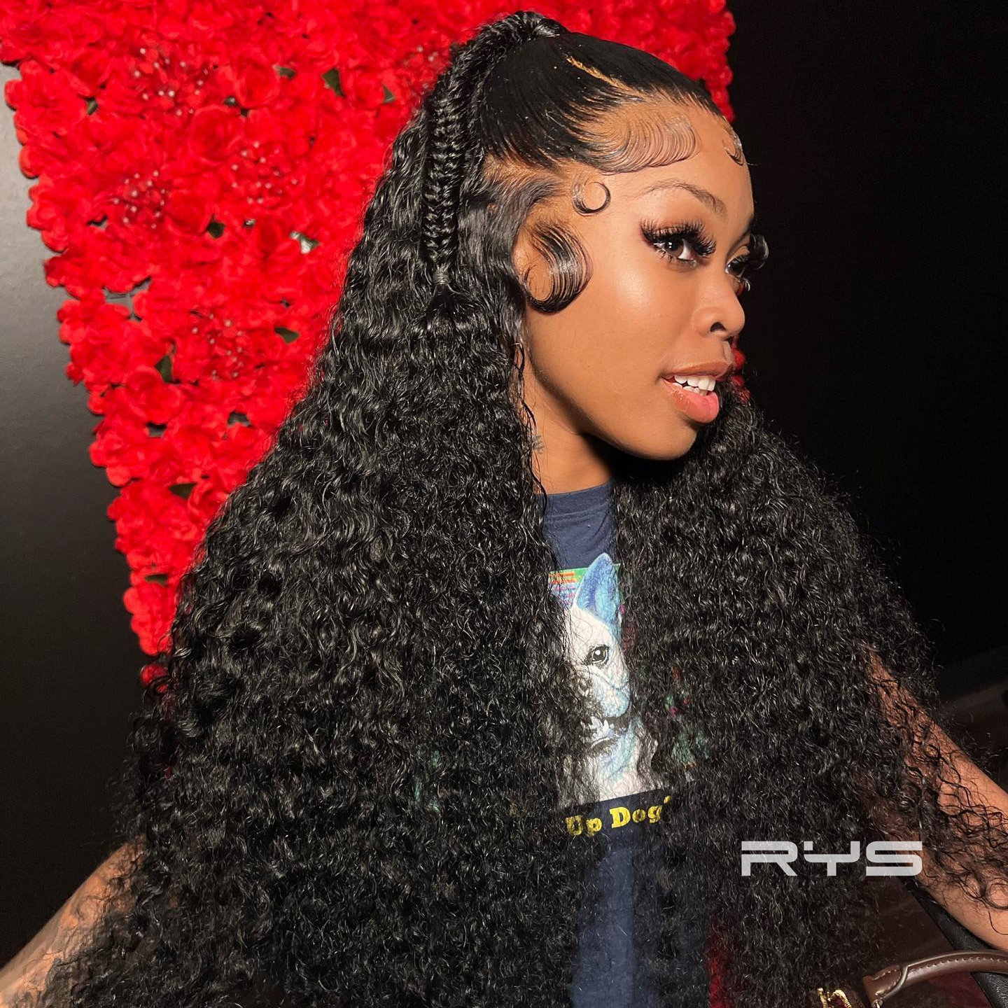 10″ – 40″ Natural Black Color Jerry Curly Human Hair Lace Front Wig