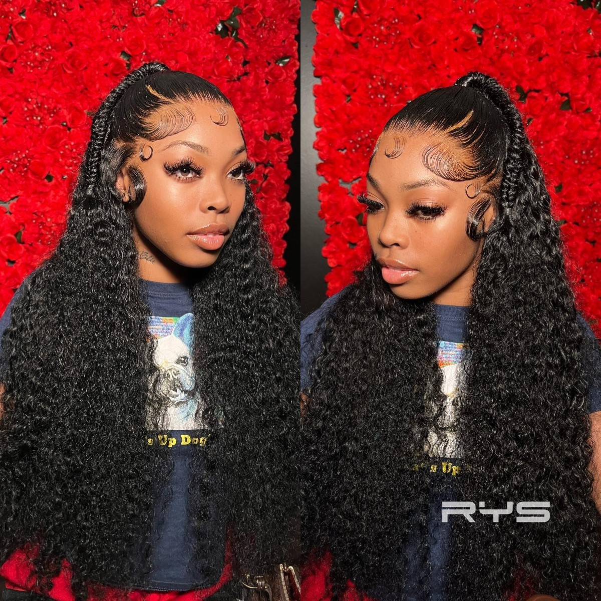 10″ – 40″ Natural Black Color Jerry Curly Human Hair Lace Front Wig