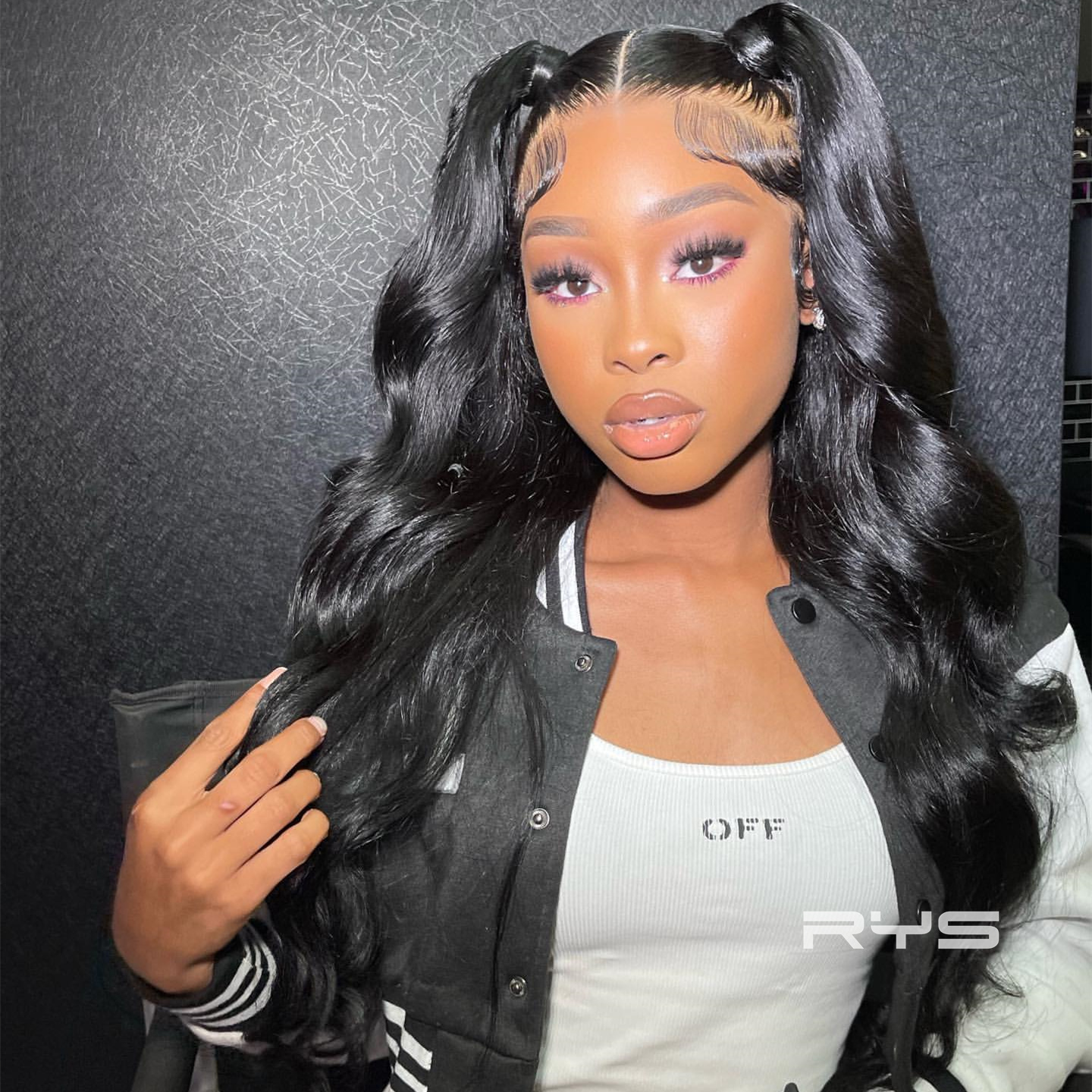 10″ – 40″ Natural Black Color Body Wave Human Hair Lace Front Wig