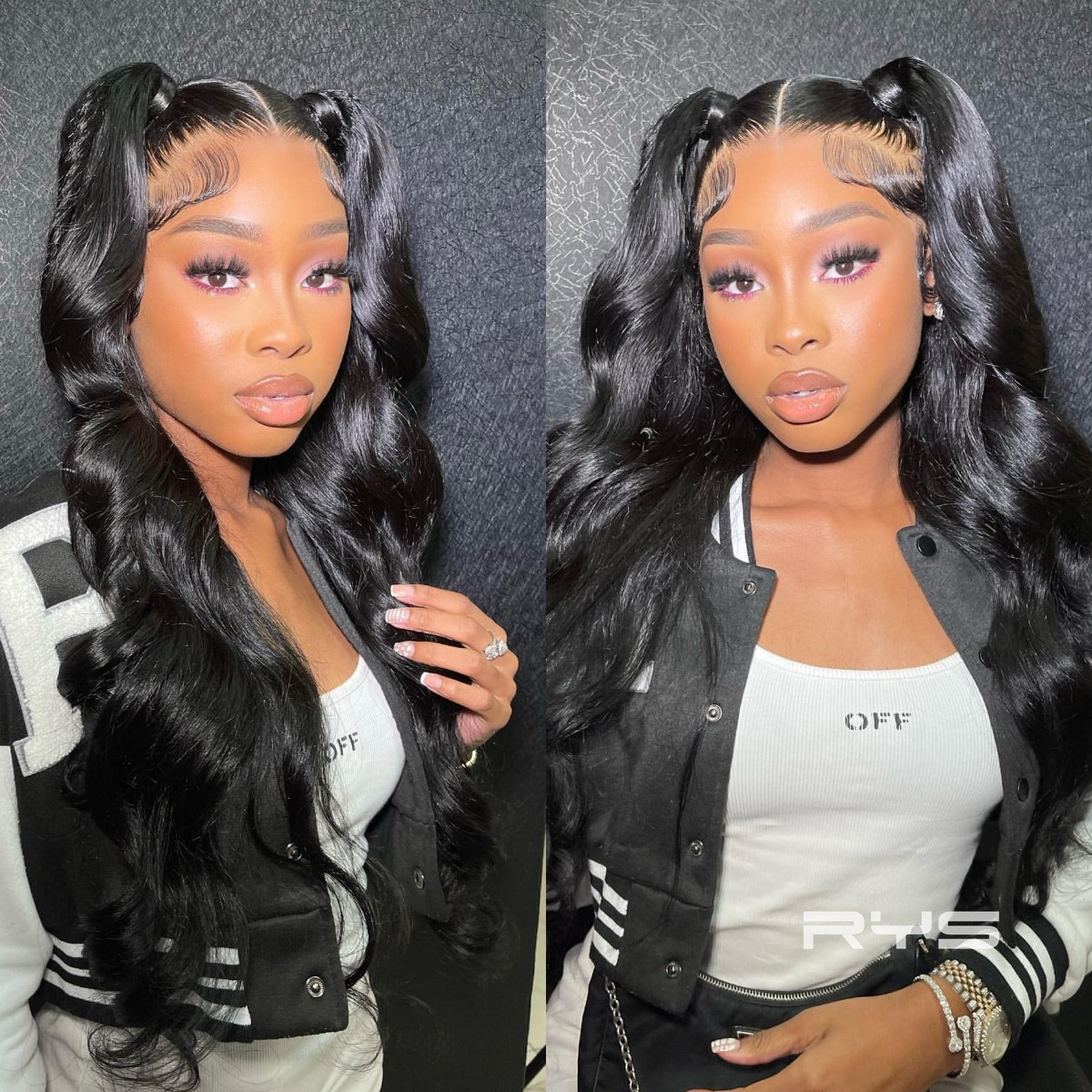 10″ – 40″ Natural Black Color Body Wave Human Hair Lace Front Wig