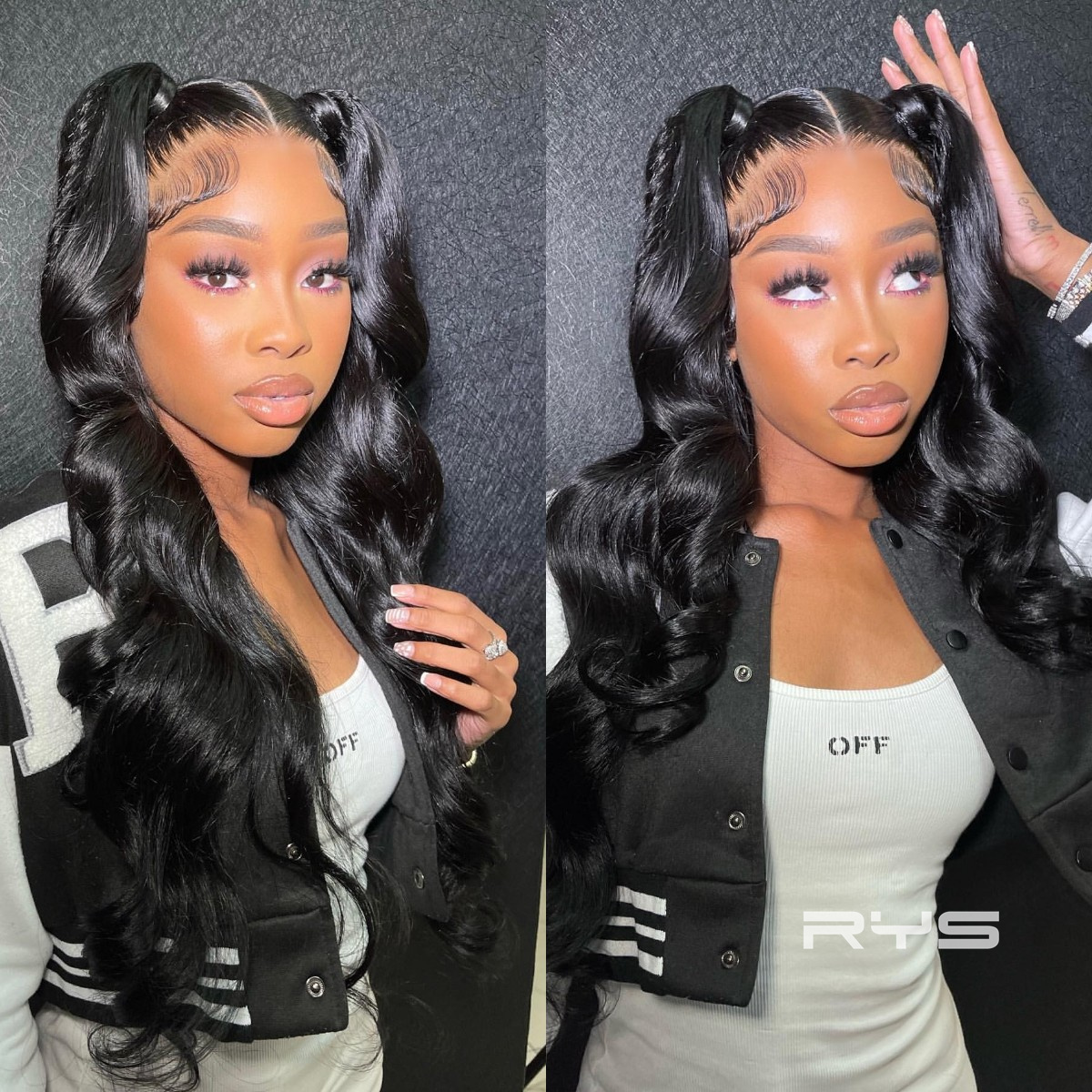 10″ – 40″ Natural Black Color Body Wave Human Hair Lace Front Wig