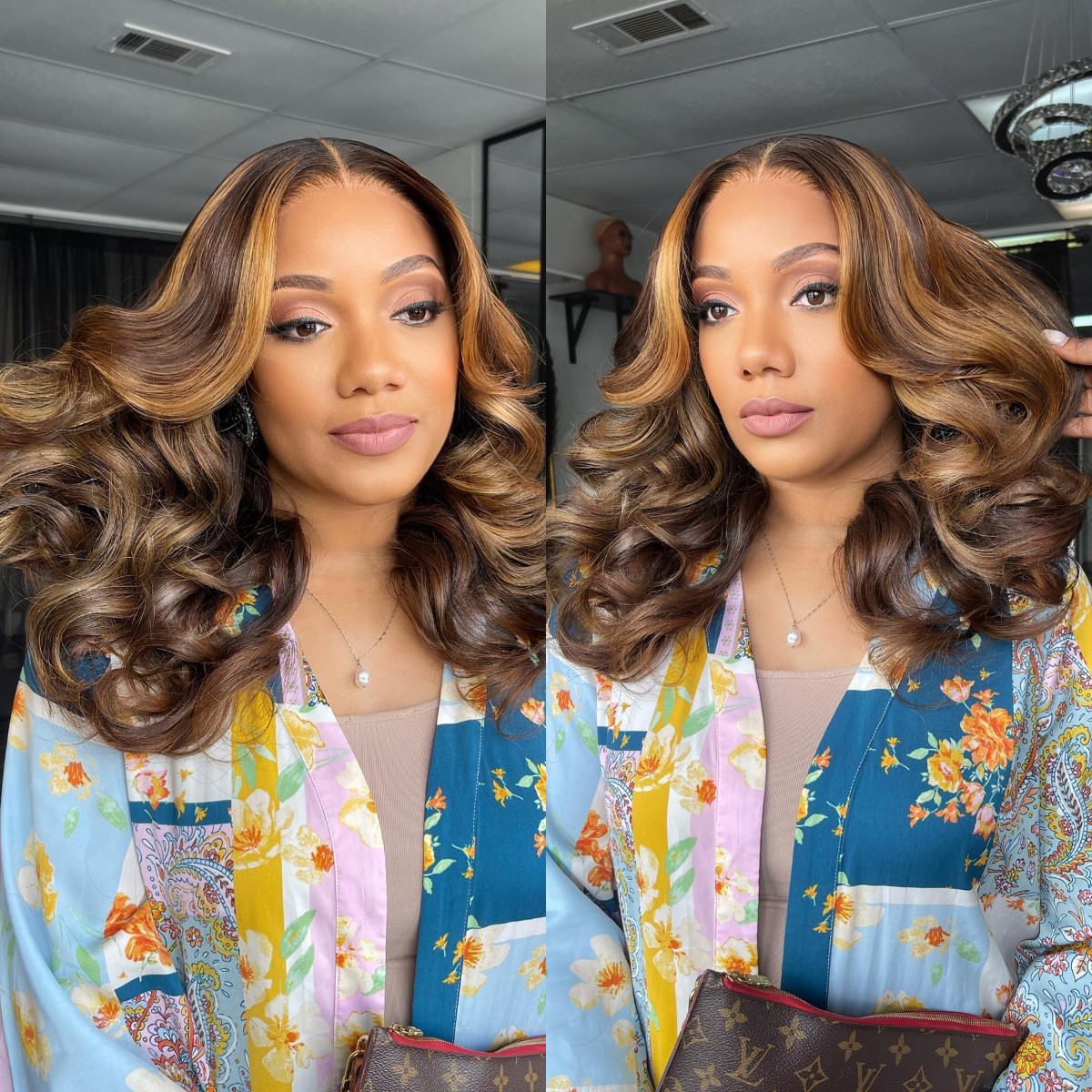 10″ – 40″ Highlight Color Body Wave Human Hair Lace Front Wig