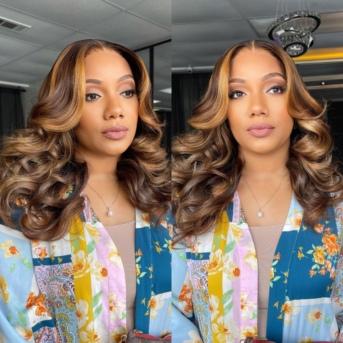 10″ – 40″ Highlight Color Body Wave Human Hair Lace Front Wig