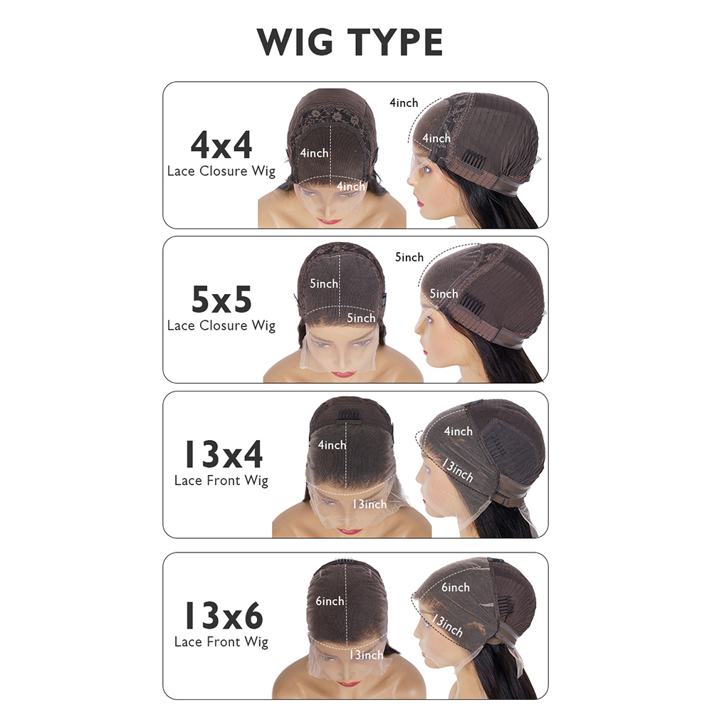 10″ – 40″ Natural Black Color Body Wave Human Hair Lace Front Wig