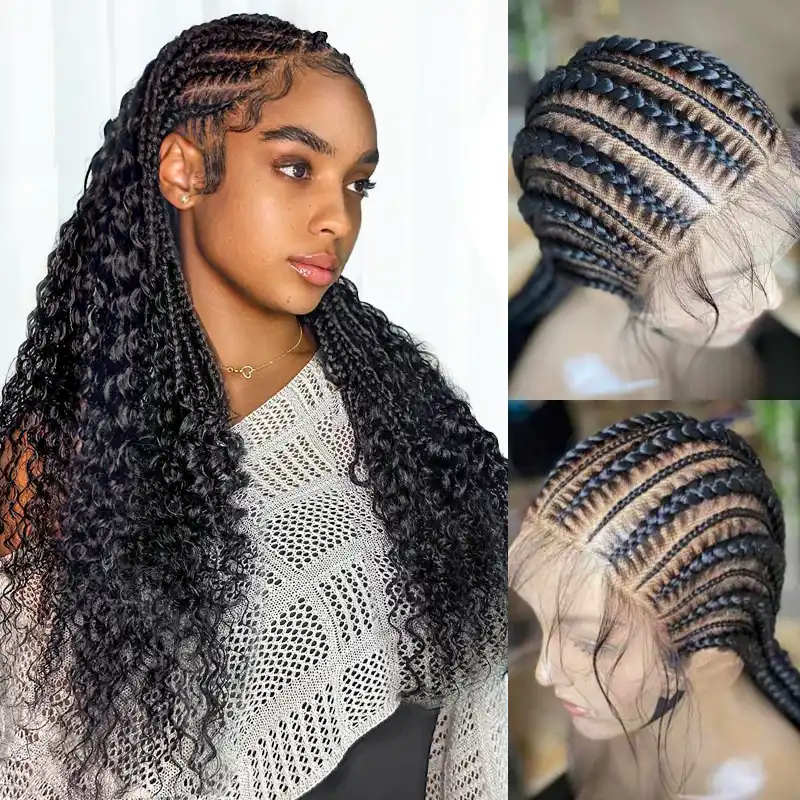 10″ – 30″ Natural Color Water Wave Human Hair Full Lace Wig