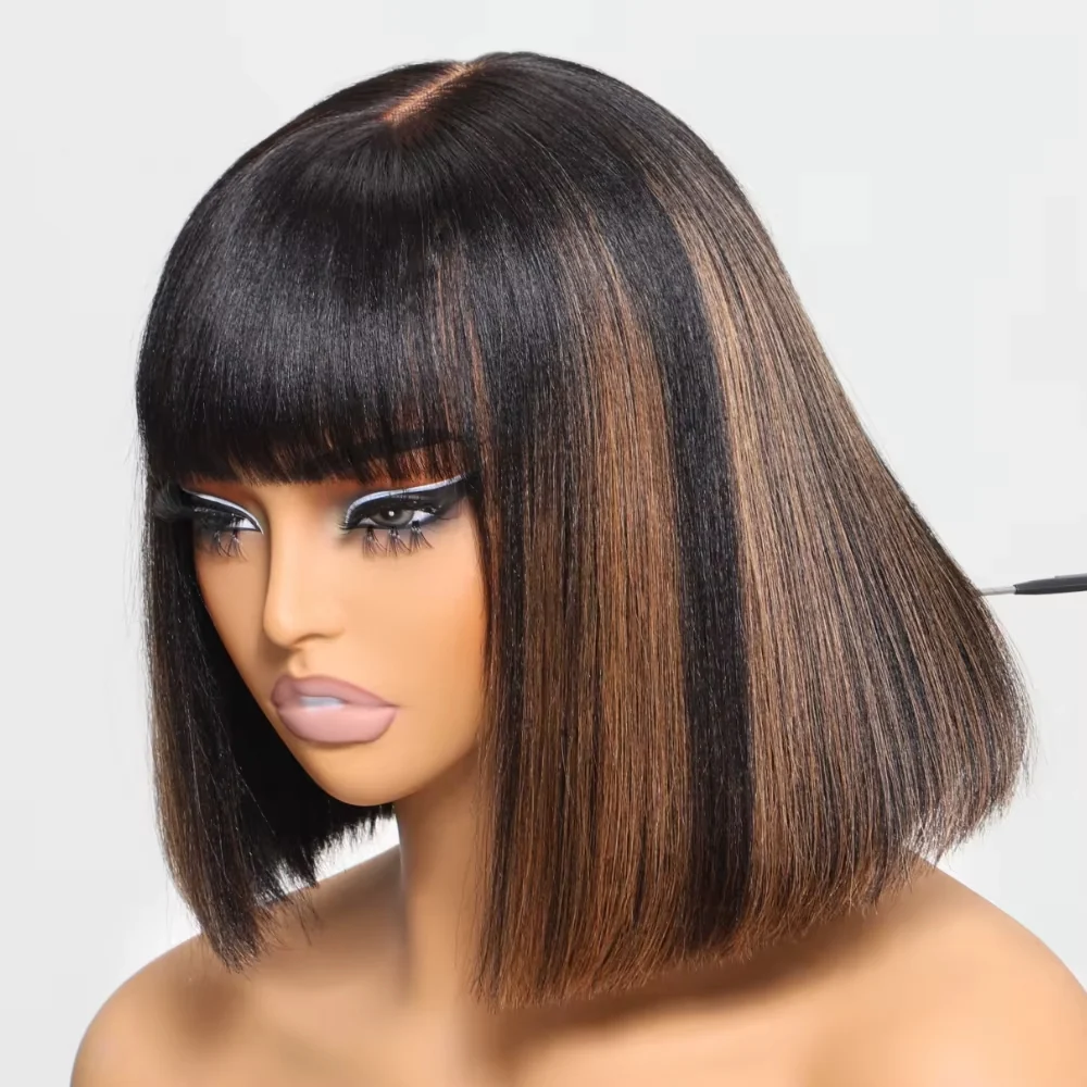 10″ – 14″ Highlight Color Bob Human Hair Machine Made Wig