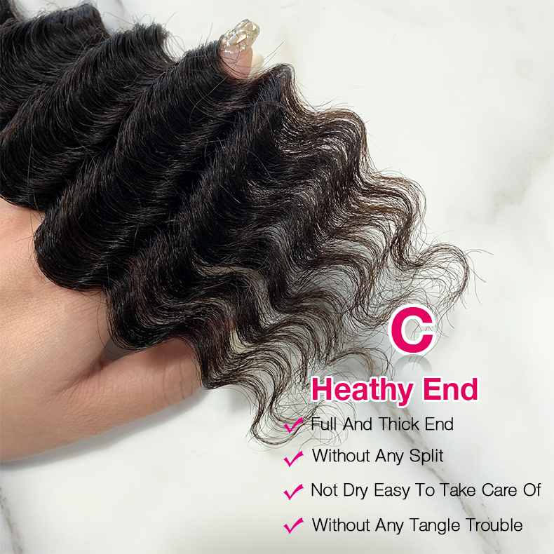 Natural Black Color Pineapple Wave 4 Bundles with 5*5 Lace Closure