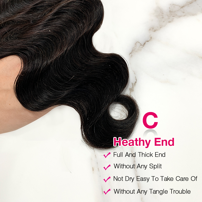 Natural Black Color Body Wave 4 Bundles with 5*5 Lace Closure