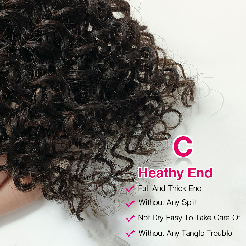 Natural Black Color Deep Curly 3 Bundles with 5*5 Lace Closure