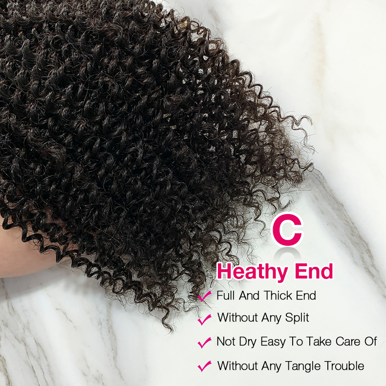 Natural Black Color Kinky Curly 3 Bundles with 4*4 Lace Closure