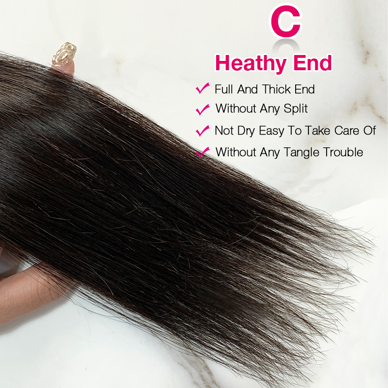 Natural Black Color Straight 3 Bundles with 4*4 Lace Closure