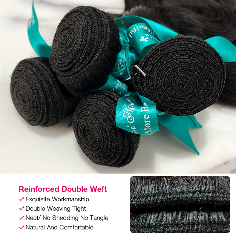 3 Bundles 10″ – 40″ Natural Black Color Body Wave Human Hair Bundle