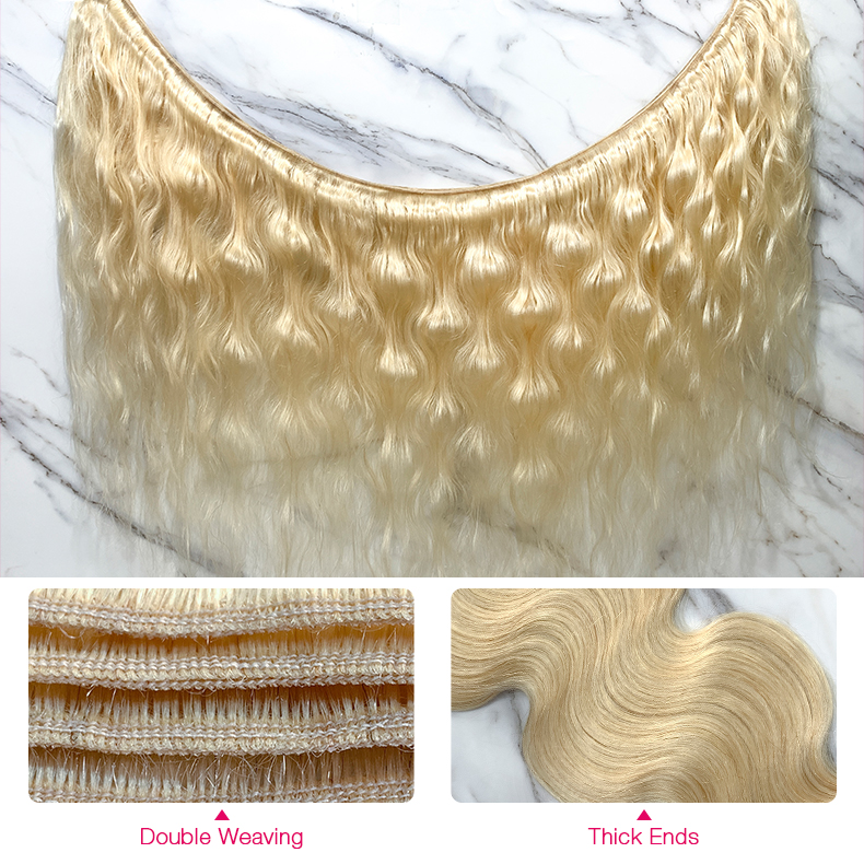 4 Bundles 10″ – 40″ #613 Color Body Wave Human Hair Bundle