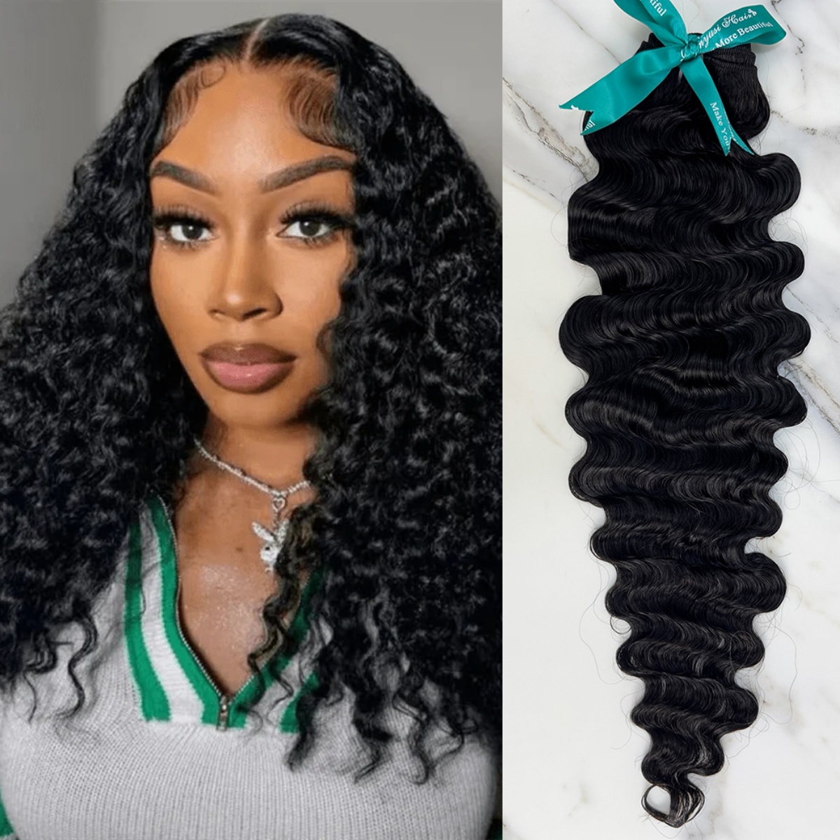 10″ – 40″ Natural Black Color Burmese Curly Human Hair Bundle