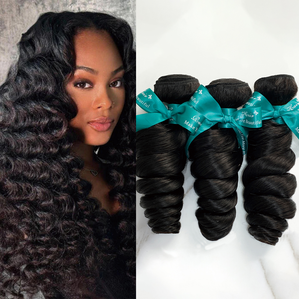 3 Bundles 10″ – 40″ Natural Black Color Loose Wave Human Hair Bundle