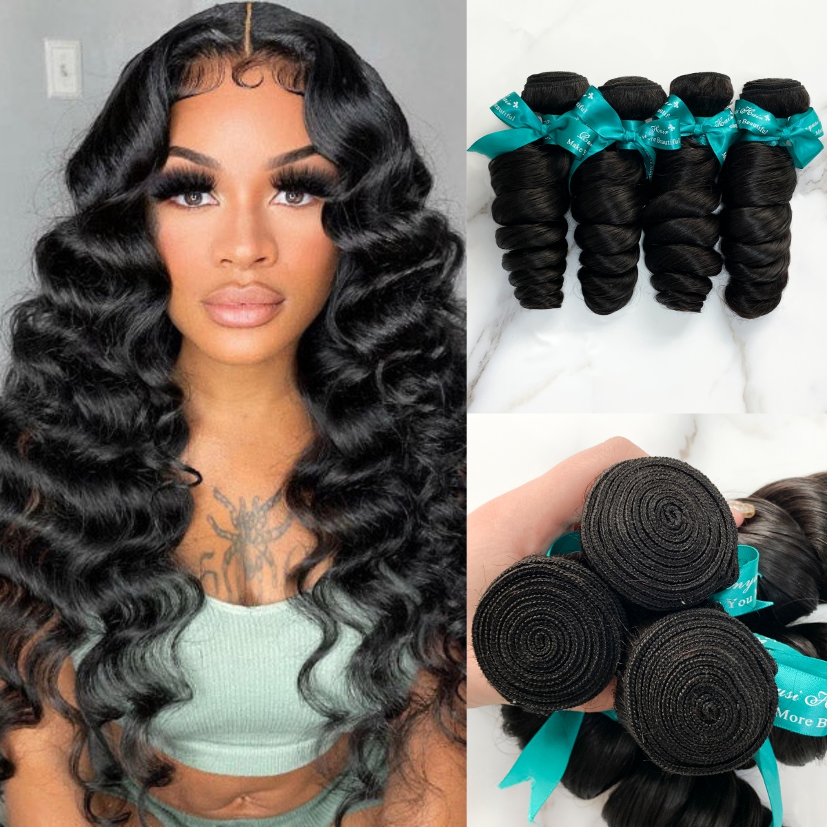 4 Bundles 10″ – 40″ Natural Black Color Loose Wave Human Hair Bundle