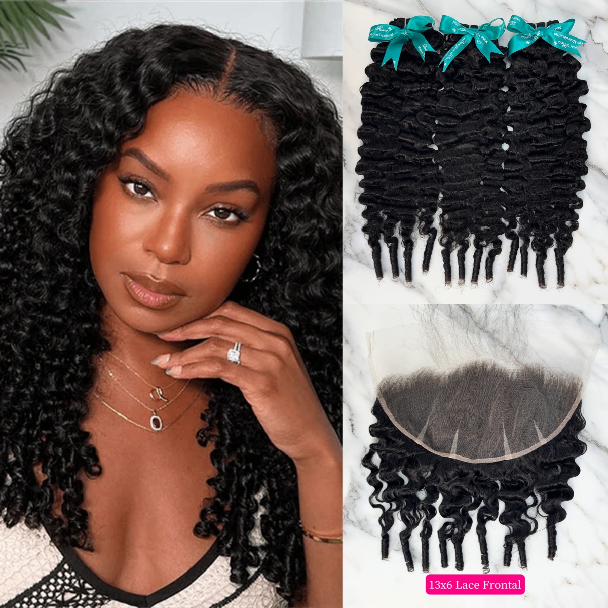 Natural Black Color Burmese Wave 3 Bundles with 13*6 Lace Frontal