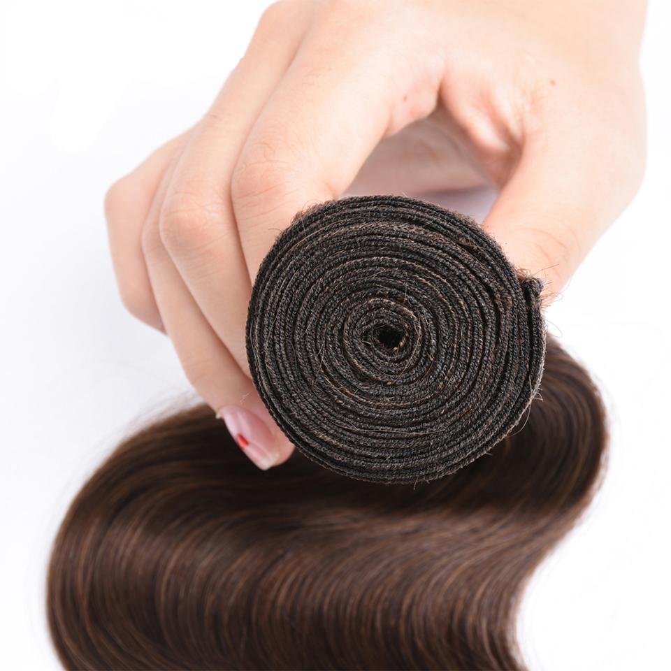 Natural #4 Color Body Wave 4 Bundles with 13*4 Lace Frontal