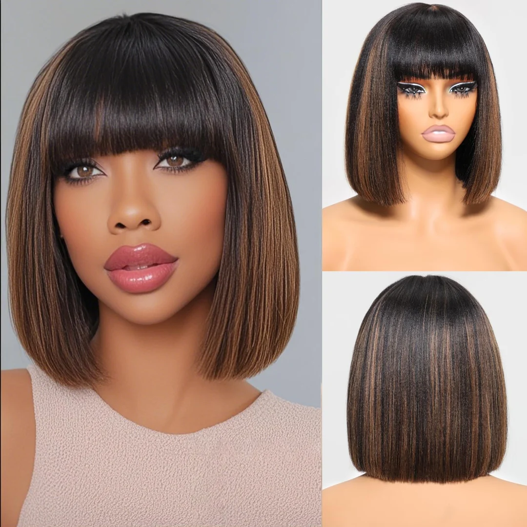 10″ – 14″ Highlight Color Bob Human Hair Machine Made Wig