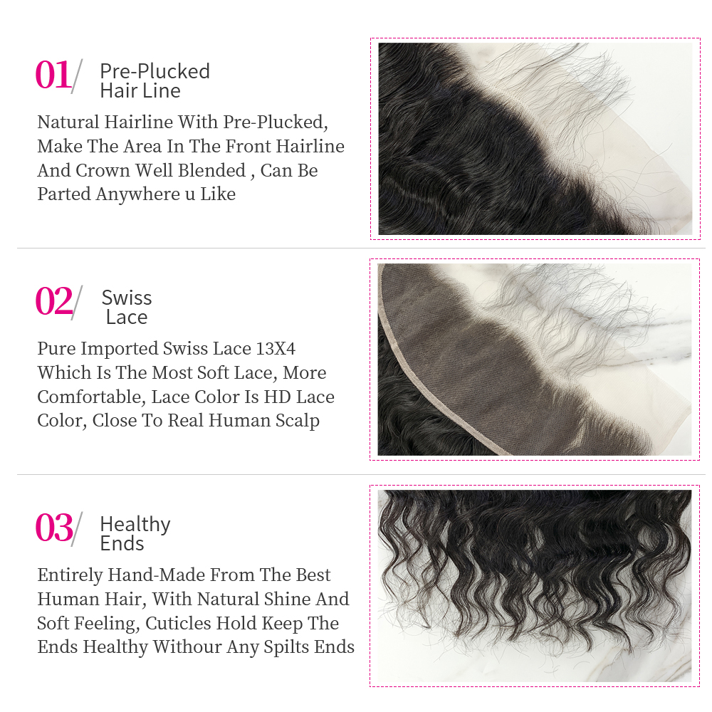 Natural Black Color Pineapple Wave 3 Bundles with 13*4 Lace Frontal