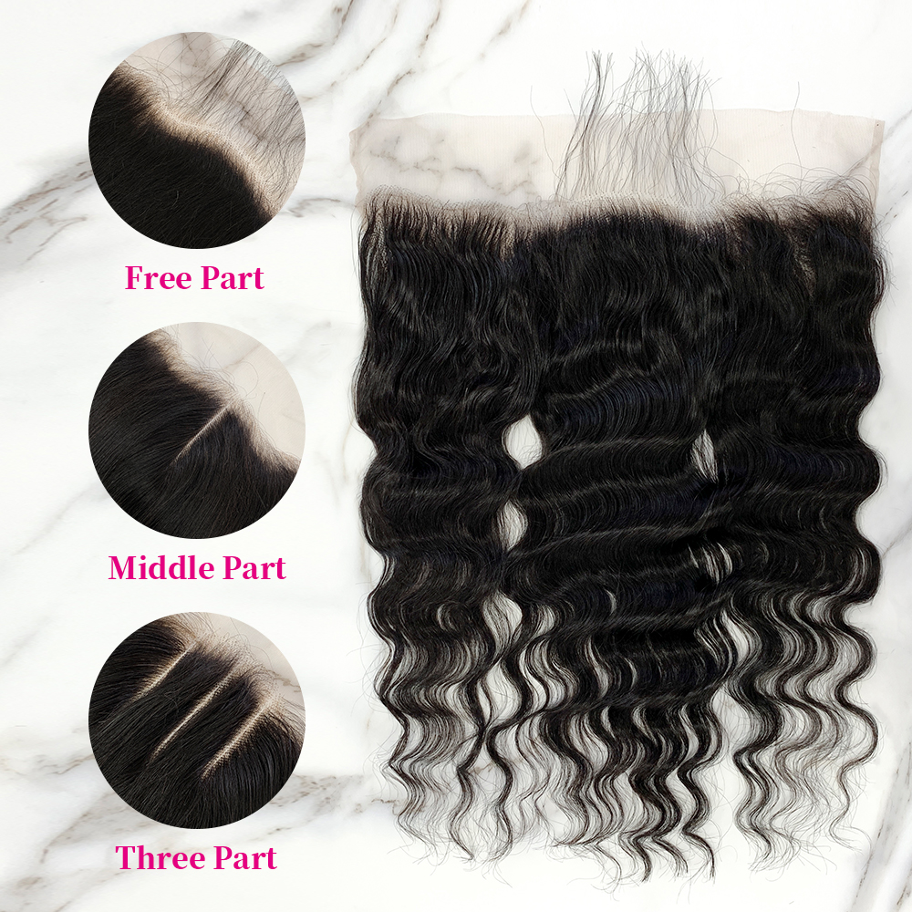 Natural Black Color Pineapple Wave 3 Bundles with 13*4 Lace Frontal