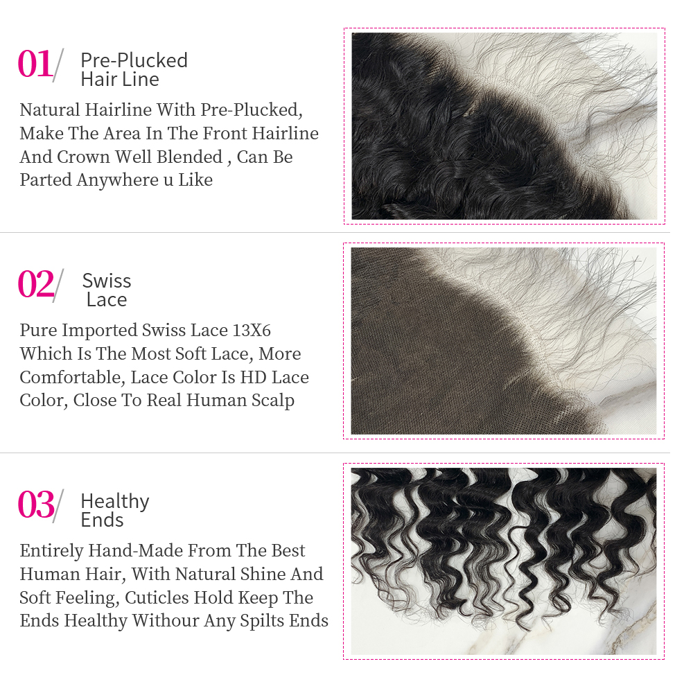 Natural Black Color Pineapple Wave 3 Bundles with 13*6 Lace Frontal